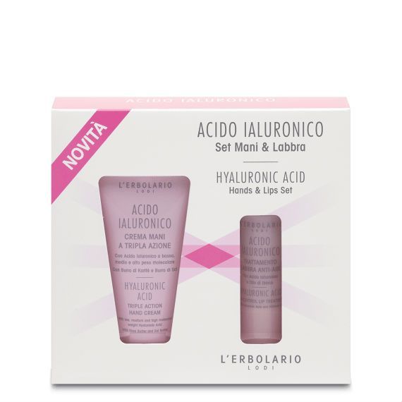 Acido Ialuronico Set Mani & Labbra: Crema Mani 30 ml e Trattamento Labbra Anti Age 4,5 ml